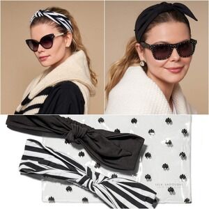 LELE SADOUGHI Classic Knotted Stretch Headbands Gift Bag Black White